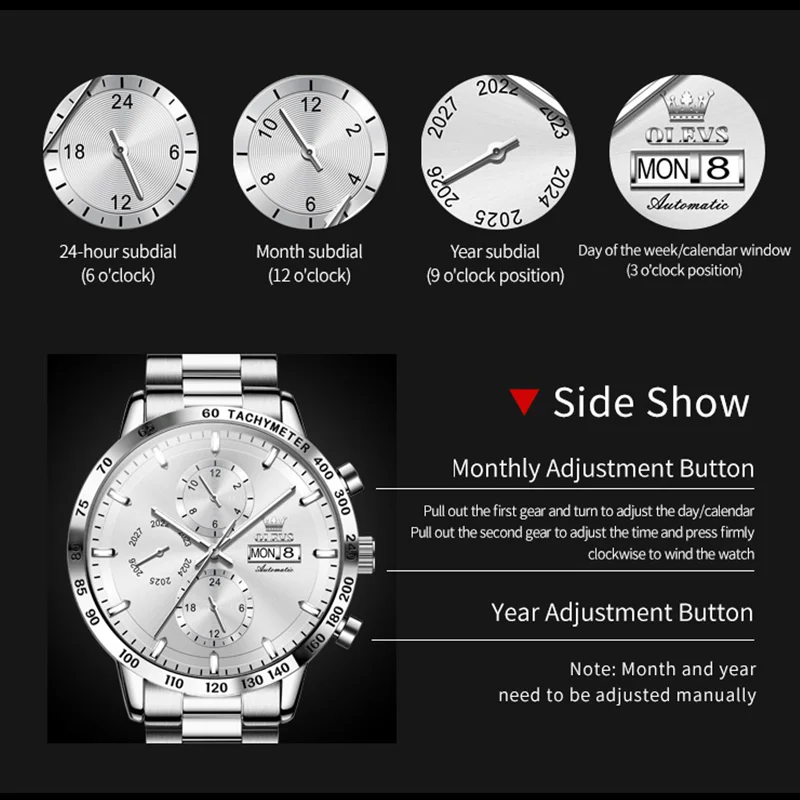 OLEVS Men\'s Watches Classic Business Top Brand Original Automatic Mechanical Wristwatch for Man Perpetual Calendar Waterproof