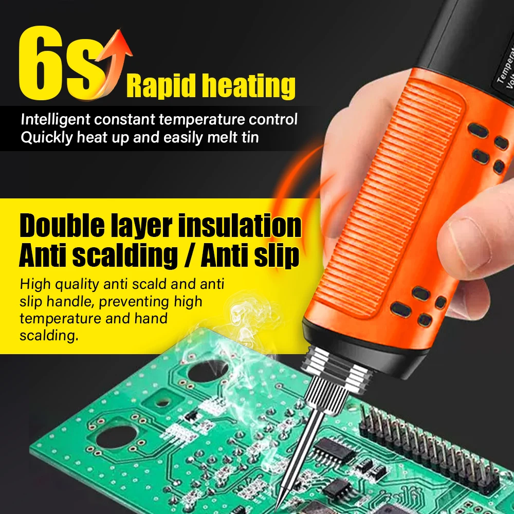 طقم مكواة لحام محمولة مع شاشة رقمية، درجة حرارة قابلة للتعديل، أداة لحام وإصلاح ذكية قابلة لإعادة الشحن عبر USB