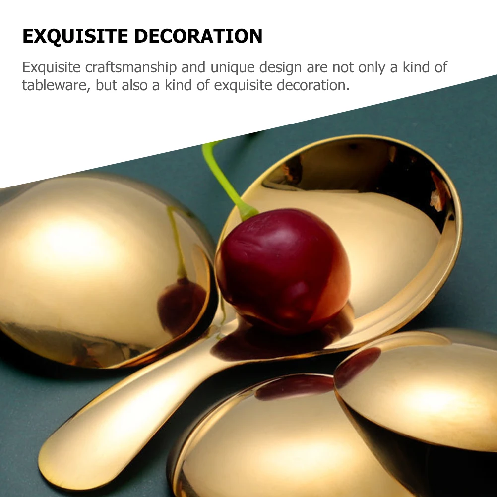 

8 Pcs Stainless Steel Spoon Dessert Round Spoons Soup Tea Coffee Mixing Short Child Stainlesss