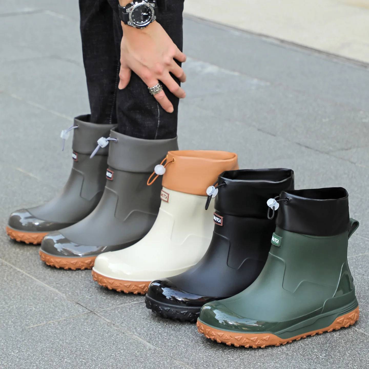 Fishing water shoes for men waterproof anti-slip wear-resistant rain boots rain shoes,  new style kitchen work rubber shoes