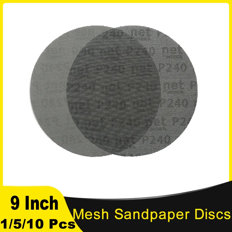 9 Inch Mesh Sandpaper Sheet Sanding Paper Discs 1/5/10 Pcs Hook and Loop Grit 80-400  for Sanding Wood Putty Paint Plastic