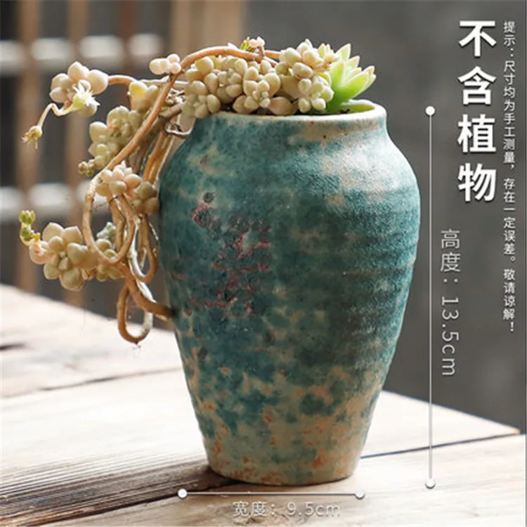 Ceramic Flower Pot With Bamboo Retro Japanese Style Succulent Plant Flowerpot Bonsai Planter Garden Decor Cactus Plants Planters