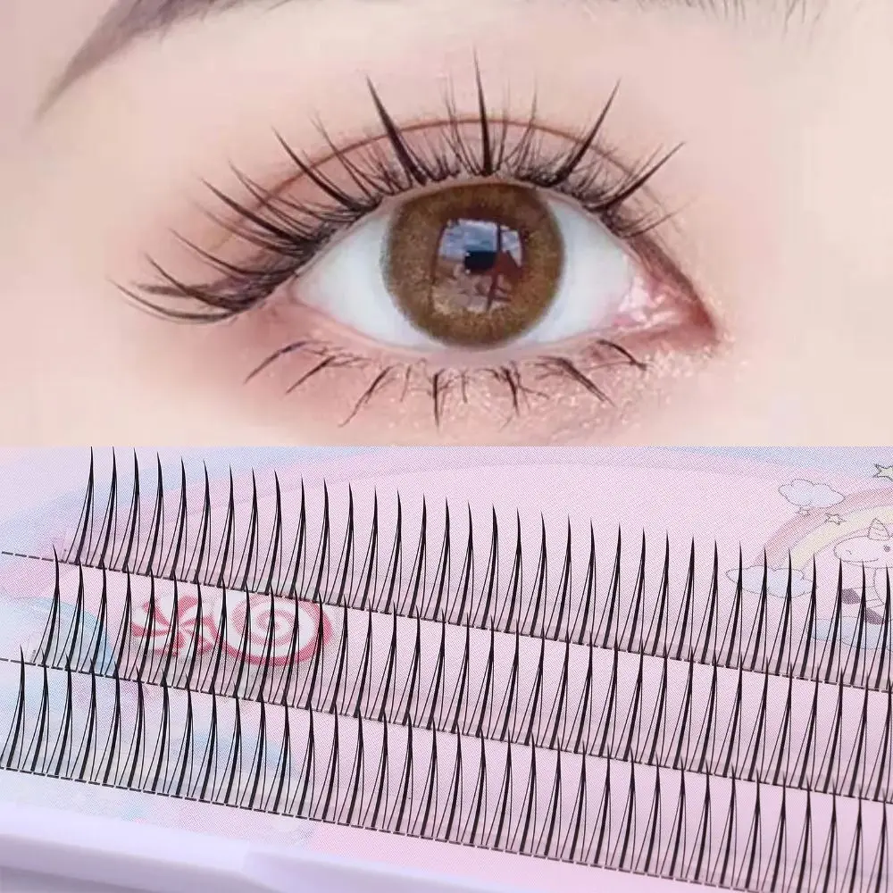 A/M-Form, einzelne Wimpern, Feen-Look, schwarz, braun, Cluster, Wimpernverlängerung, dünne, flauschige DIY-Falsche Wimpern für Frauen