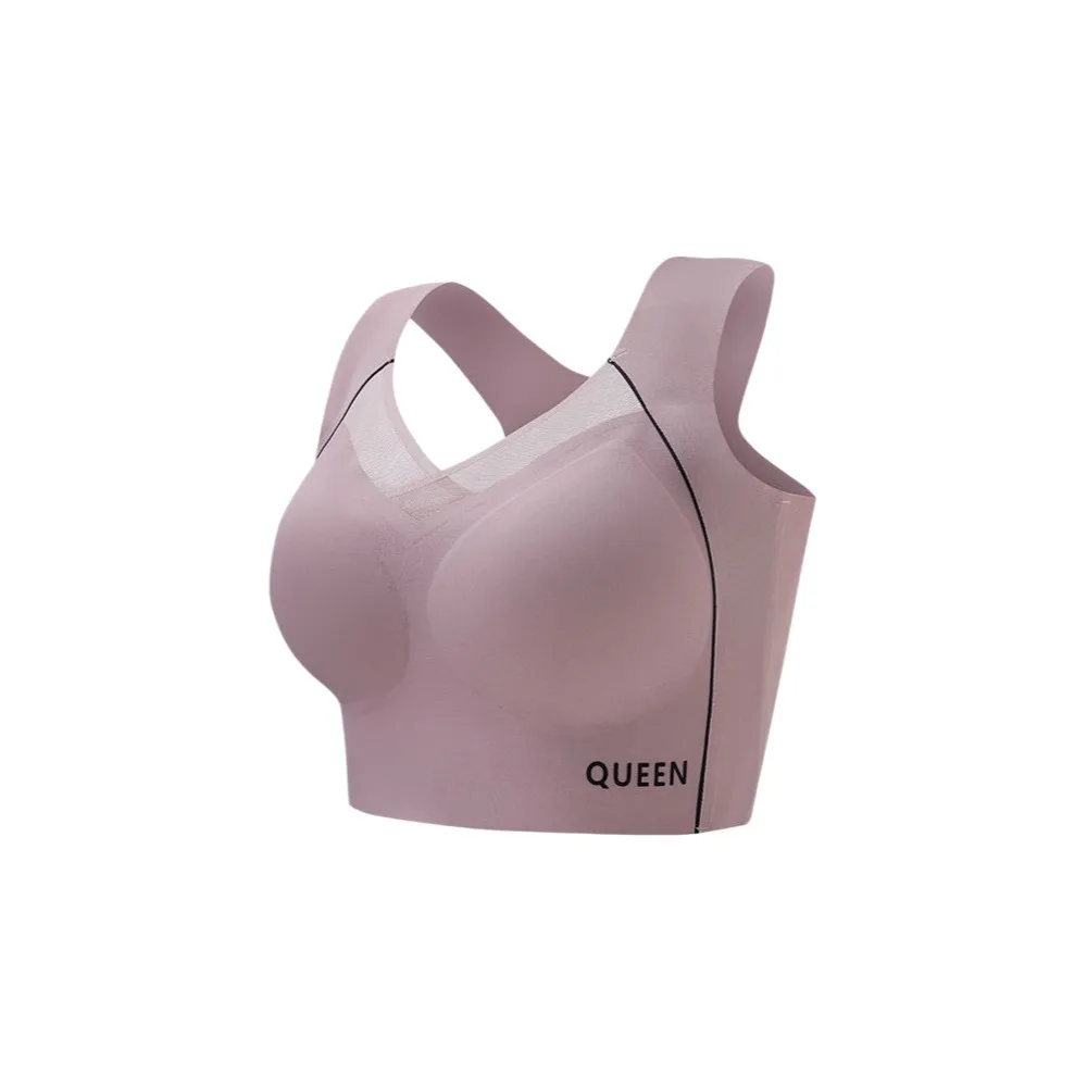 Модный бесшовный беспроводной бюстгальтер V-образной формы с сетчатыми вставками, ударопрочный, с V-образным вырезом, для женщин, удобное белье, бесшовные бюстгальтеры для бега