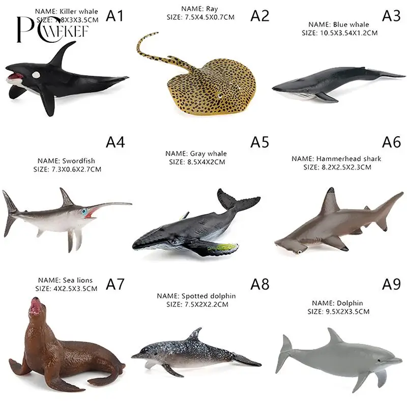 Simulation Marine Life Action Figures Ocean Animal Model Educational Toys Cake Topper,Collection Gift Shark Dolphin Hammerhead