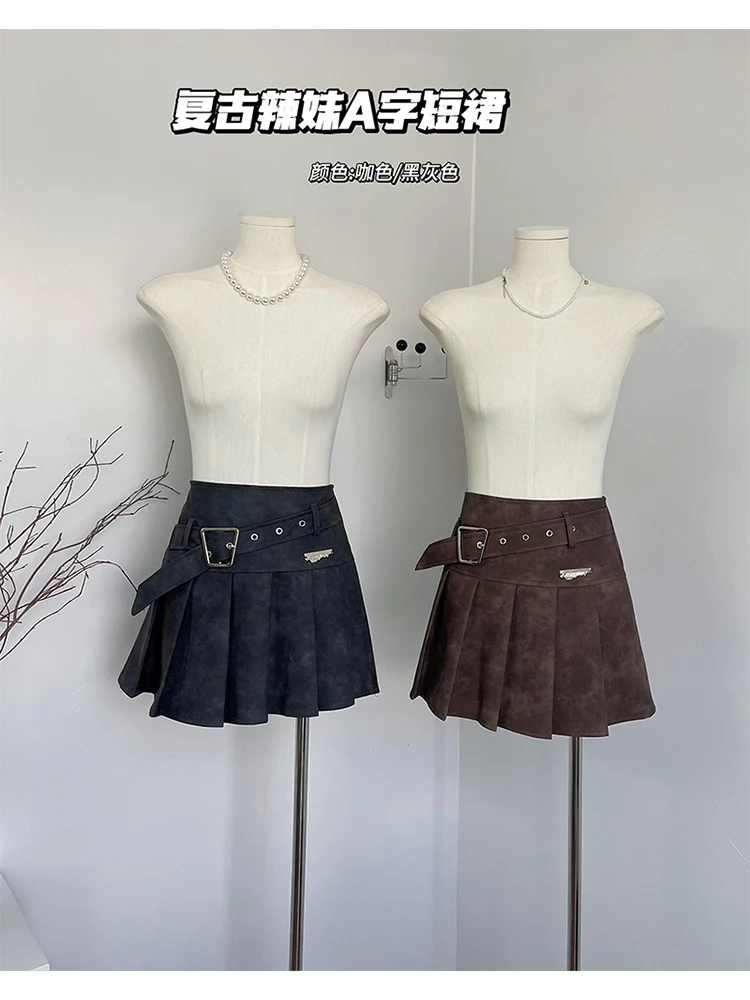 Summer Women Old Money Vintage Mini High Waist A-line Pleated Skirt Shorts Korean Fashion Y2k Streetwear Design Night Club Cyber