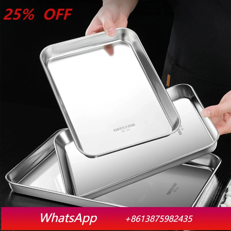 LMM304 stainless steel rectangular plate never deforms baking pan main dish kitchen seafood food container