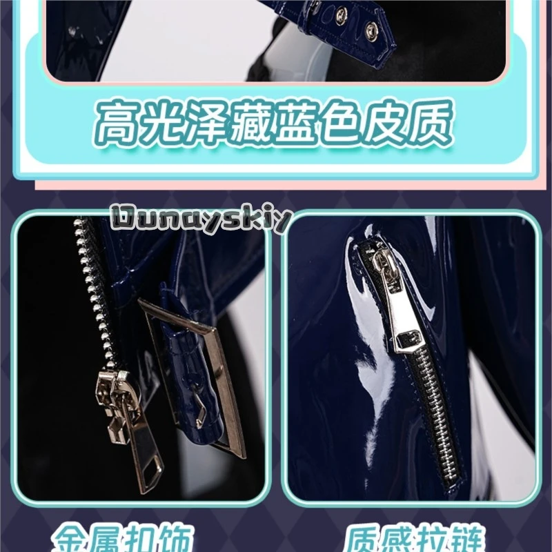 LWW28*Azur Lane Cheshire Daily Dress Cosplay Costume Full Set Blue White Cat Ears Thigh High Stockings Lace Skirt Bow Tie Tail - view 3