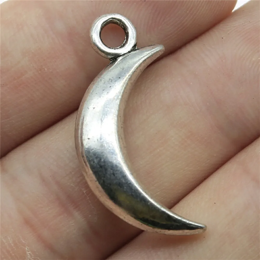 WYSIWYG 3pcs 31x14mm Moon Charm Pendants For Jewelry Making Antique Silver Color Crescent Moon Pendants