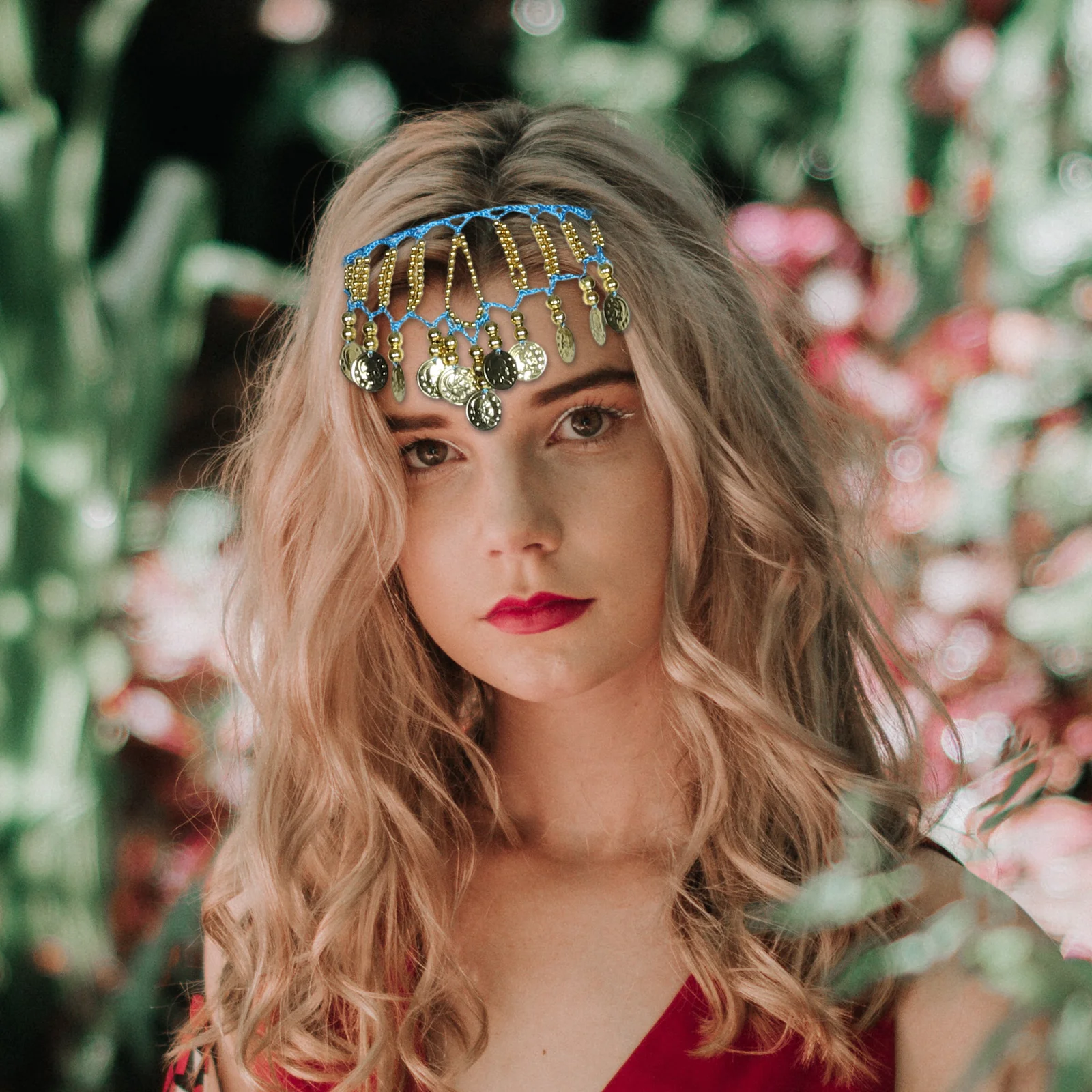 1 zestaw 1 Zestaw Chusta na głowę do tańca brzucha w stylu indyjskim, lekka poliestrowa ozdoba głowy dla tancerki, akcesorium sceniczne dla kobiet