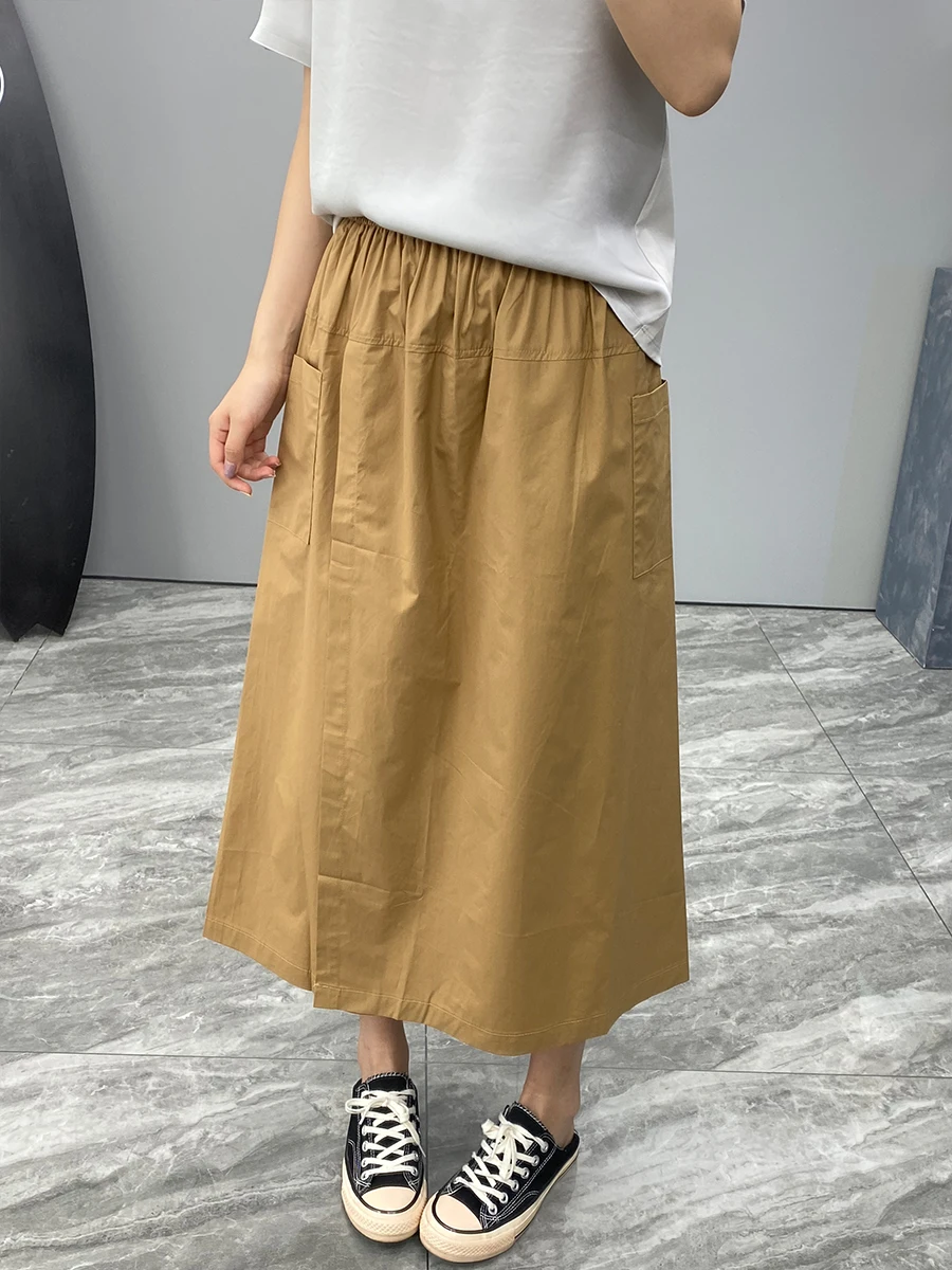 

Уличная женская юбка трапециевидной формы с эластичной резинкой на талии, устойчивая к футболу юбка Utili, утягивающая универсальная хлопковая юбка средней длины