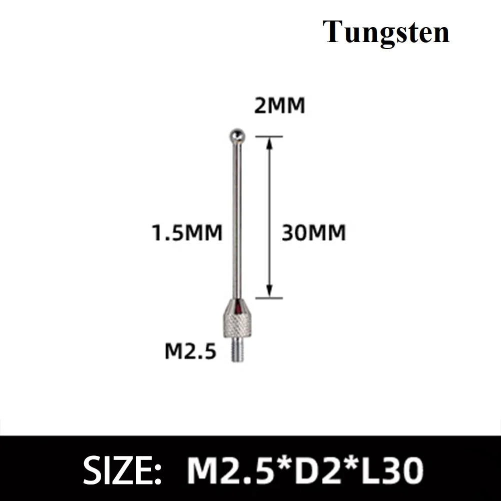 2mm Tip Indicator Probe M2.5 Thread Micrometer Gauge Indicator Probe Dial Tester Lever Dial Indicator Contact Points Test Tools