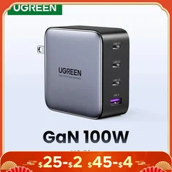 【US Plug】UGREEN 100W GaN Charger USB C Charger QC4.0 3.0 Quick Charge For Macbook Laptop Tablet PD Fast Charger For iPhone 15 14