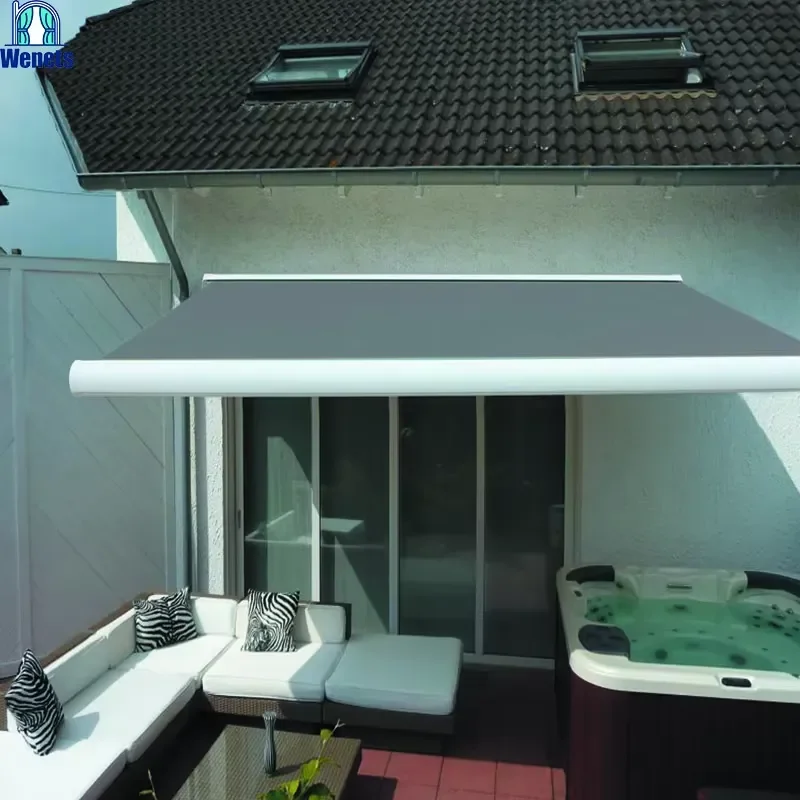 for Electric Motorized Sun Shade Remote Controlled Retractable Full Cassette Awning for Patio