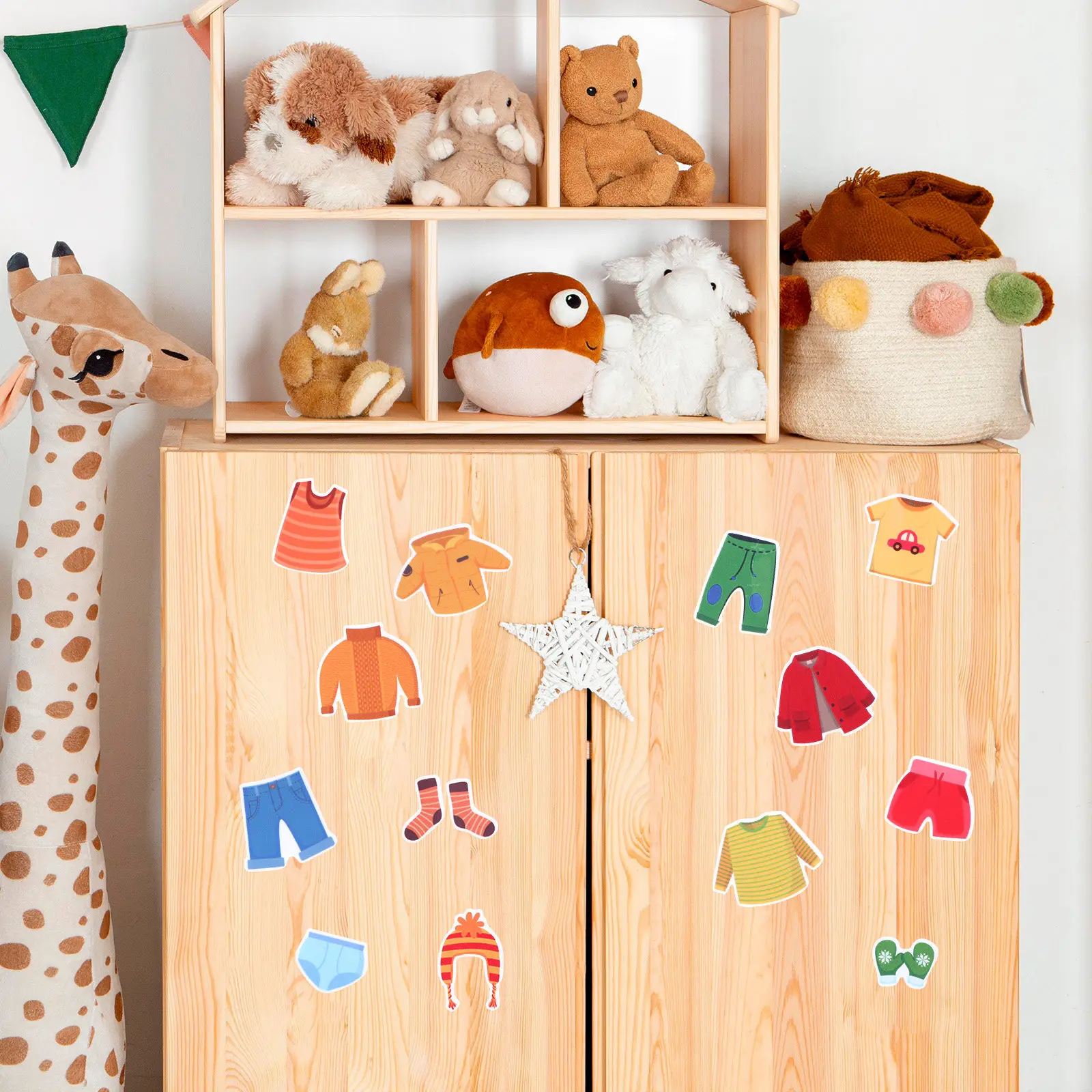 

Clothes Storage Label Decal 1 Sheet Clothing Labels for Kids Removable Dresser Clothing Decals Clothes Organization Sticker