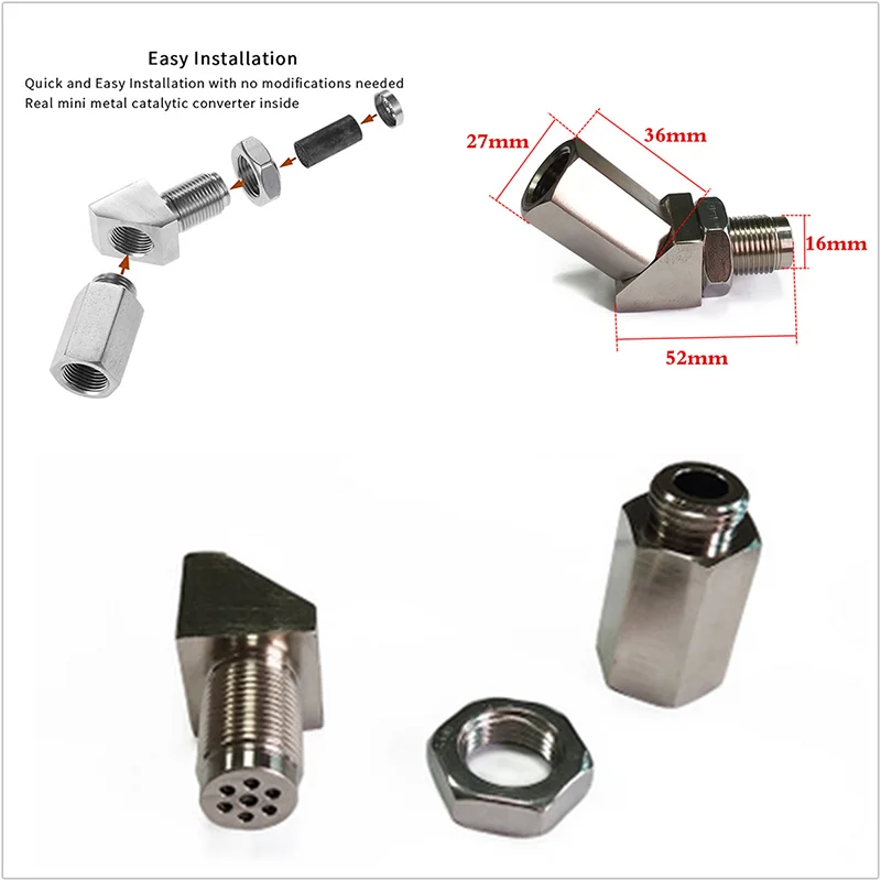 Hot Sales 135 Degree Mini Catalytic Converter Solid Universal O2 Sensor Spacer Extender For Engine Catalyst Part