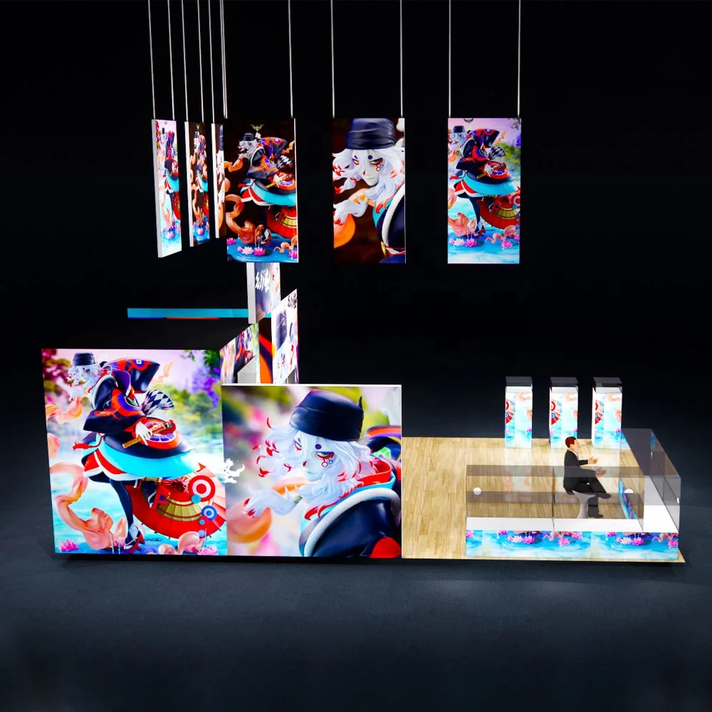 30X40ft Anime Trade Show Booth Cabina espositiva modulare retroilluminata Design Expo Stand Pubblicità Light Box Sfondo