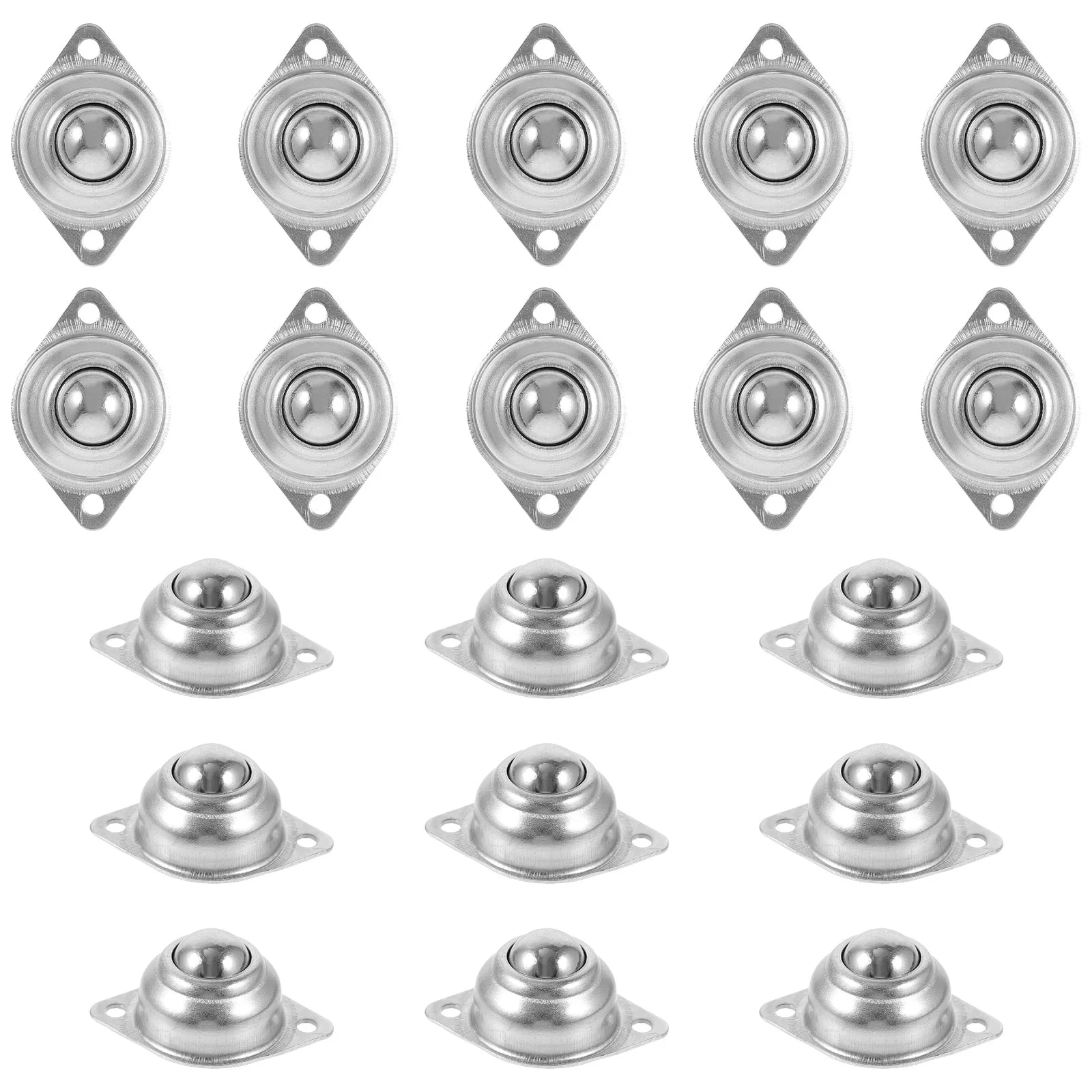 20 Pcs Rollers Universal Ball Screw Mounted Replacement Caster Wheels Rotation Casters Stainless Steel Bearing Transfer Silver