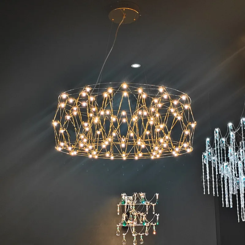 Starry Sky Luxury Chandelier Minimalist Designer Ring Light For Villa Restaurant Shopping Mall Exhibition Hall Pendant Lighting