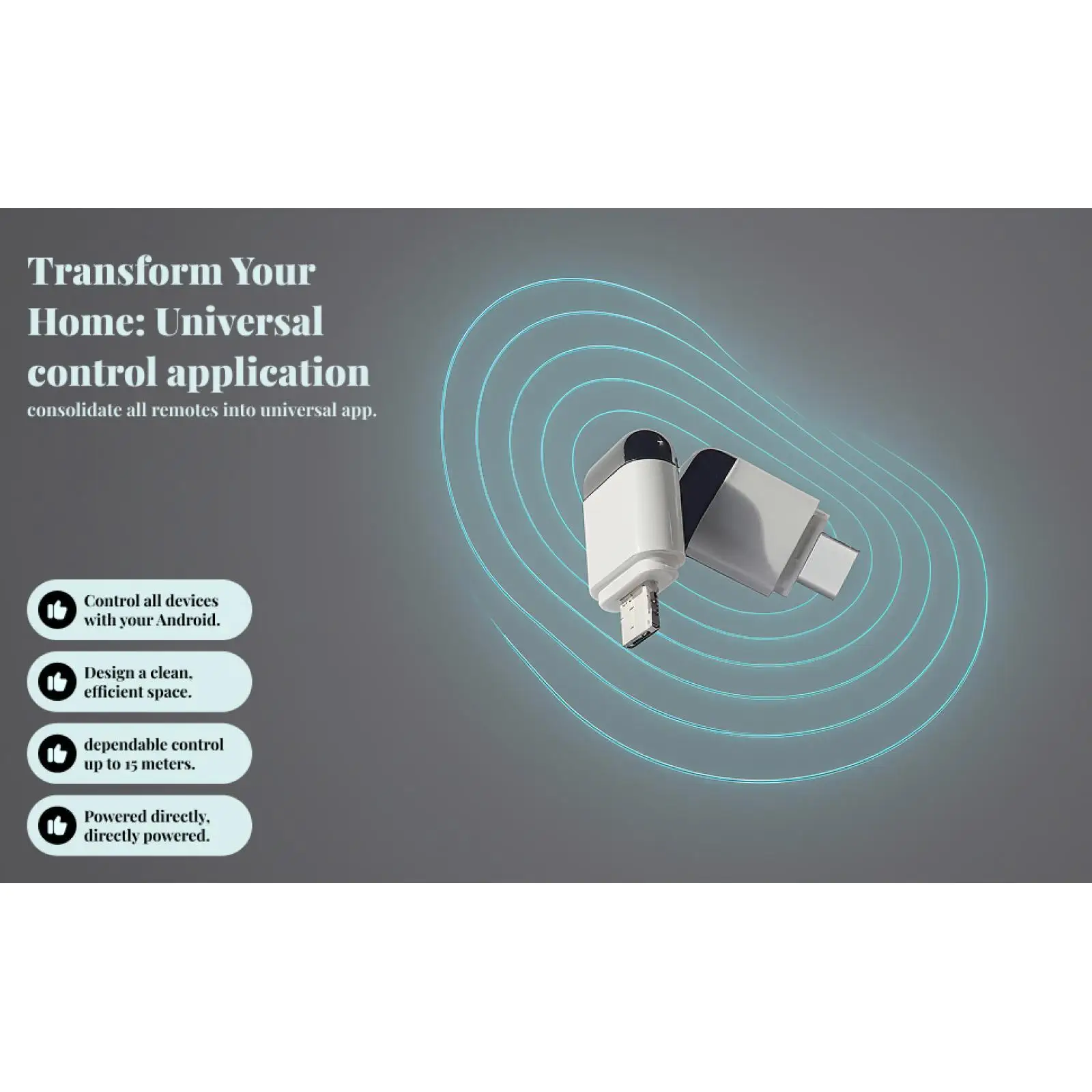 Wireless Mini Smart IR Controller Phone IR Remote Adapter All in One Control Hub for OTG Smart Devices
