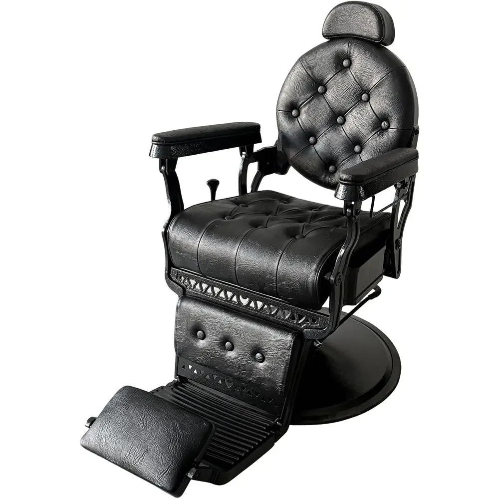 

Vintage Leather Barber Chair with Footrest, 450 lbs Capacity, Ideal for High Traffic Salons
