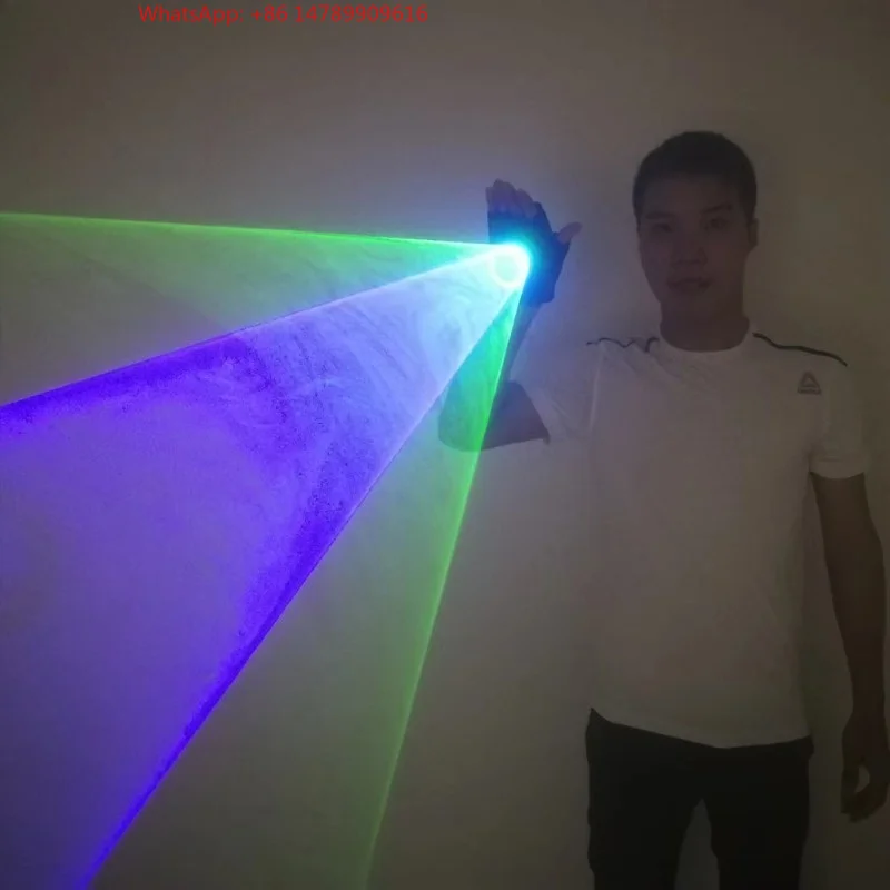 

Blue Green Handheld DJ Dancing Club LED Gyro Palm Light Rotating Gloves Party Show for Kids and Adults