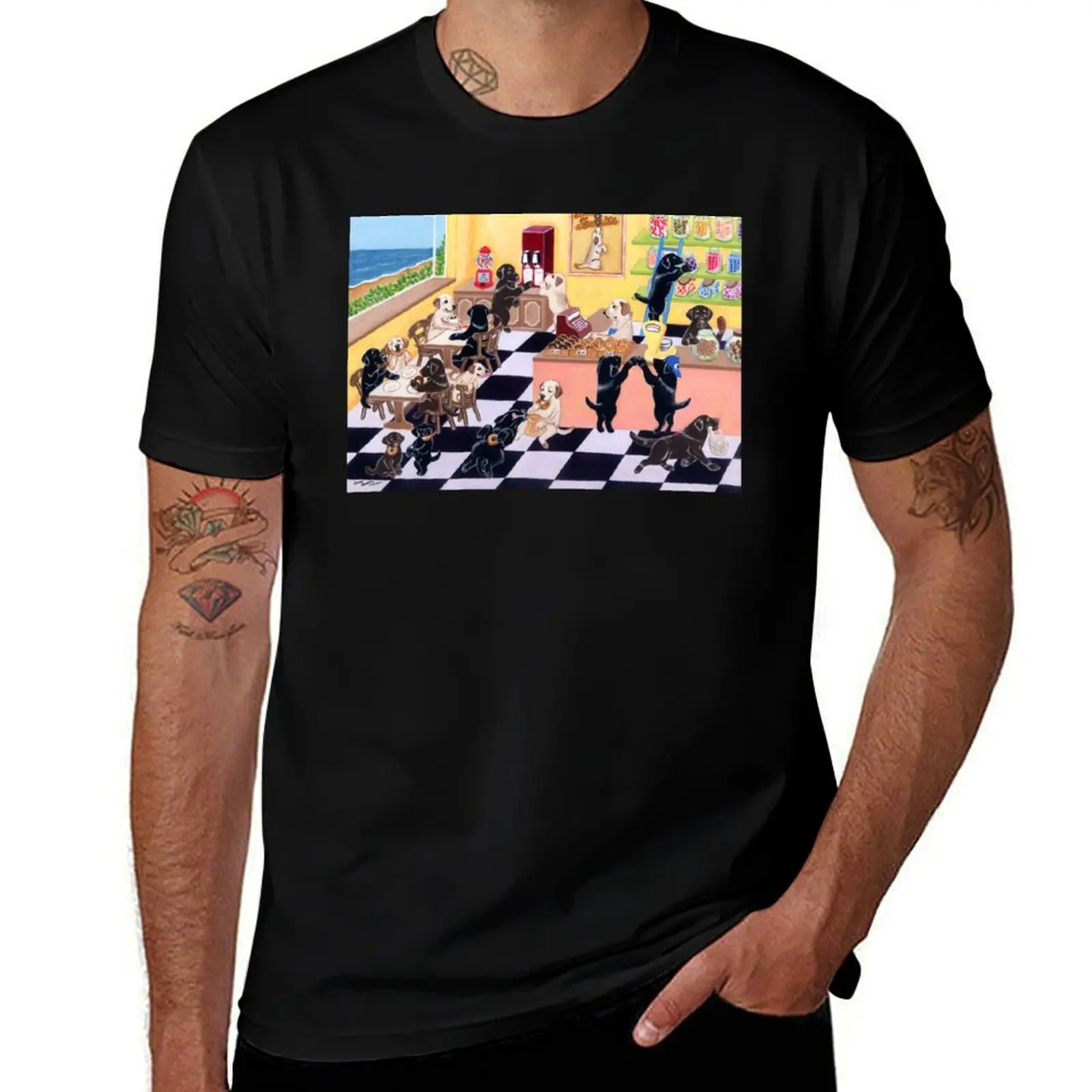 Candy Store Labradors T-Shirt Daily Work Short Sleeve Top