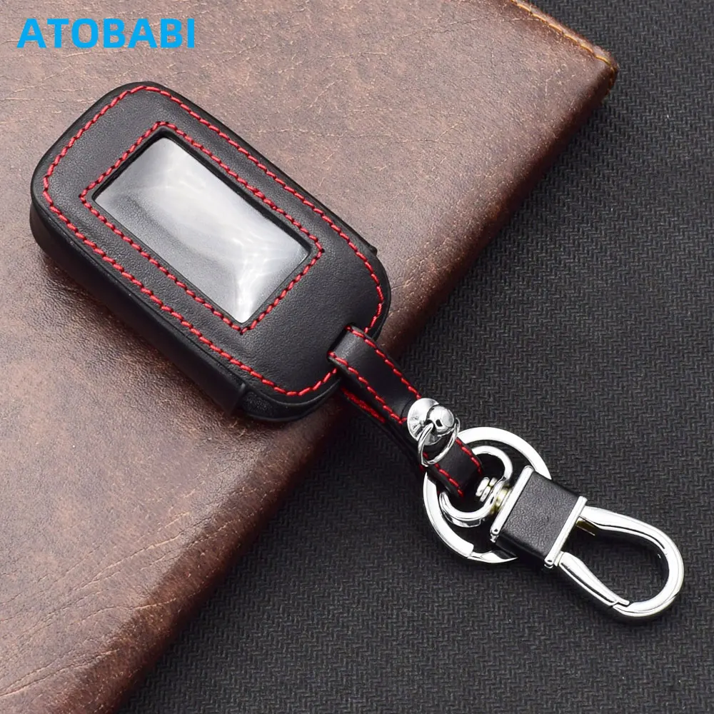 Кожаный чехол для автомобильного ключа, аксессуары для StarLine E90 E60 E91 E61 E95 E65, двусторонняя Автомобильная сигнализация, защитный чехол для пульта дистанционного управления с ЖК-дисплеем