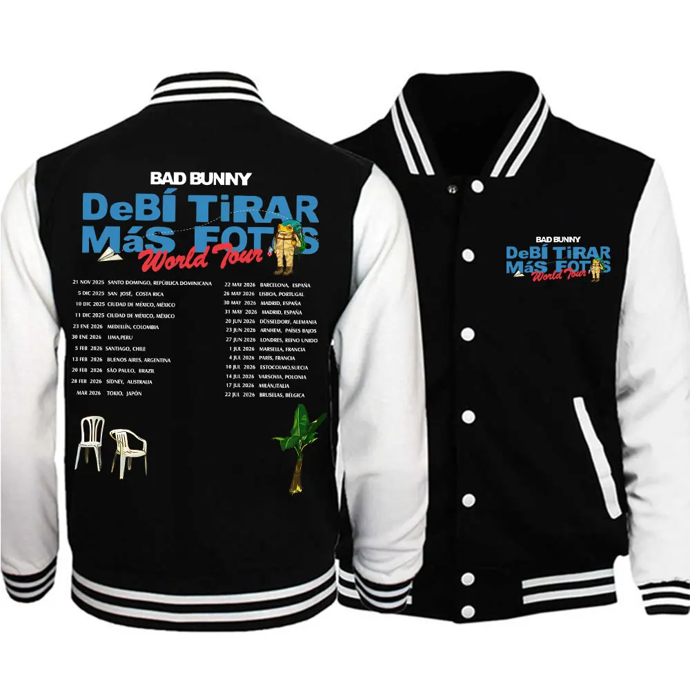 

Bad Bunny DTMF World Tour 2025-2026 Baseball Uniform Jacket Hiphop Bad Bunny Concert Music Baseball Jackets for Fans Gift