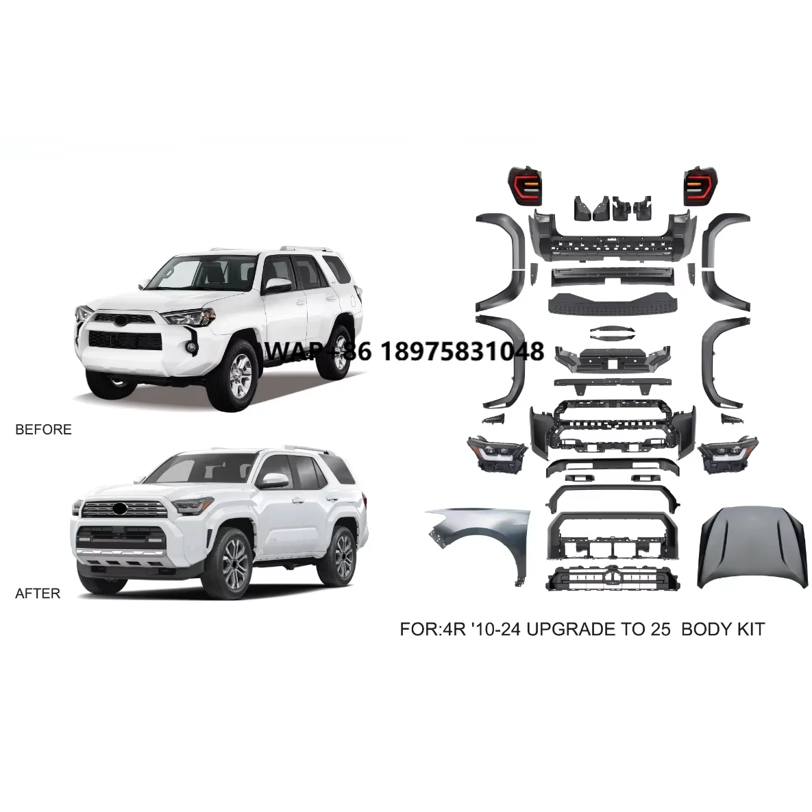 Old to New Body Kits Car Bumpers Grilles 2010-2024 Upgrade to 2025 Latest Style Including Headlights and Taillights for 4RUNNER