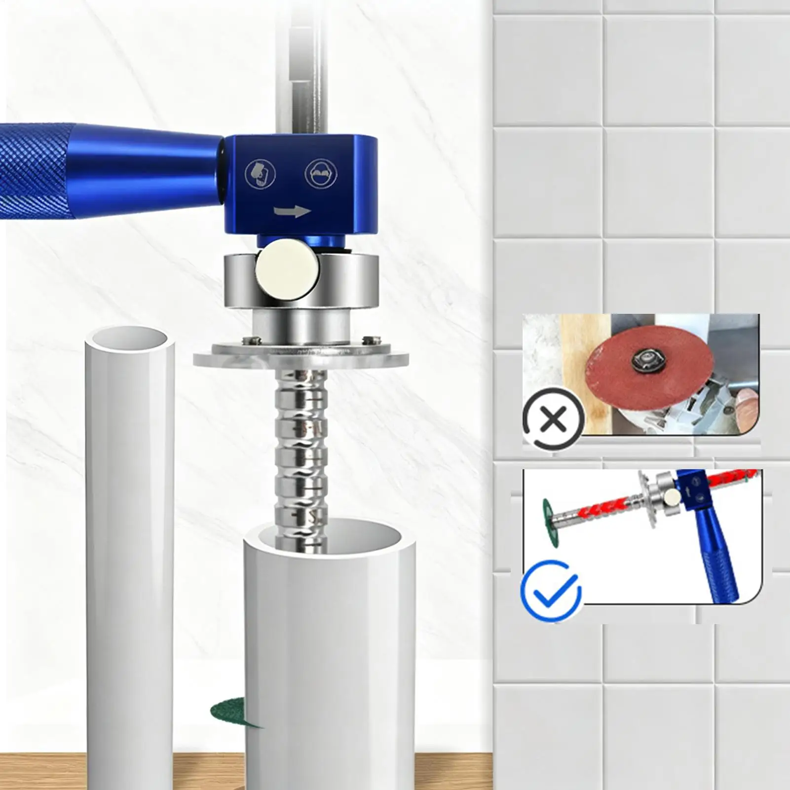 Anti-Slip Adjustable Pipe Cutter with Wheel Precise Internal Cutting Tool for Industrial Fitting Removal