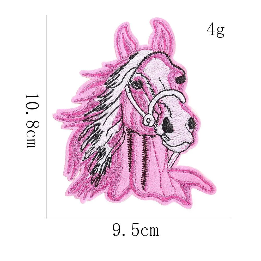 Embroidered Horse Bronco Badge Mustang Pony Appliques Patches Pink horse Iron On Embroidered Patches for Clothing Backpack