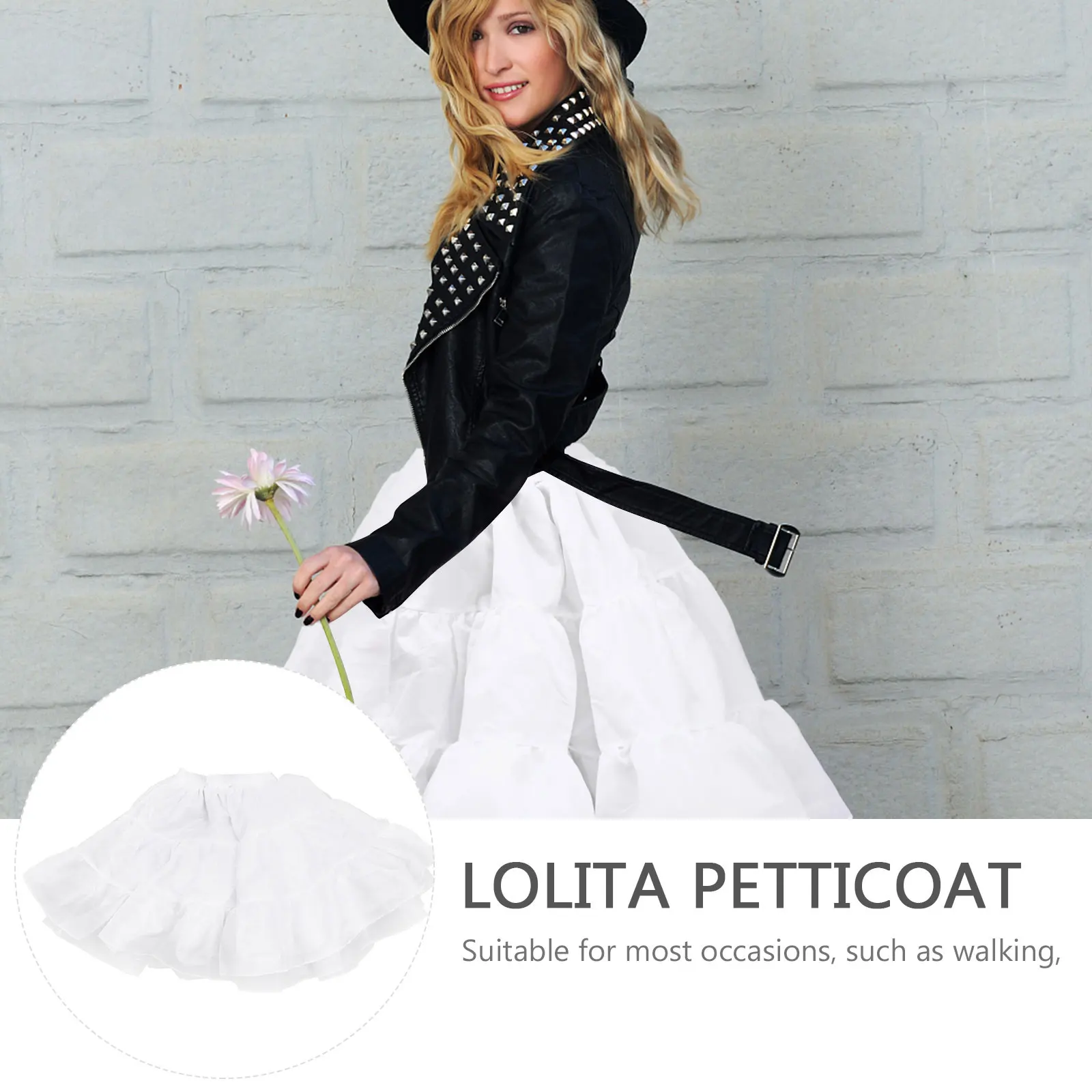 

Lolita Petticoat Elastic Waist Slip Skirt Layered Female Underskirt Brocade Comfortable Matching Non Wrinkle Foldable