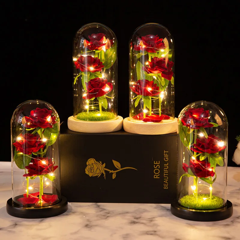 LED Galaxy Three Rose Artificial Flowers