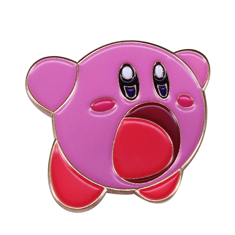 Kirby Metal Pins for Backpacks Enamel Pin Cute Japanese Brooches for Women Pink Brooch Lapel Anime Badges Fashion Christmas Gift