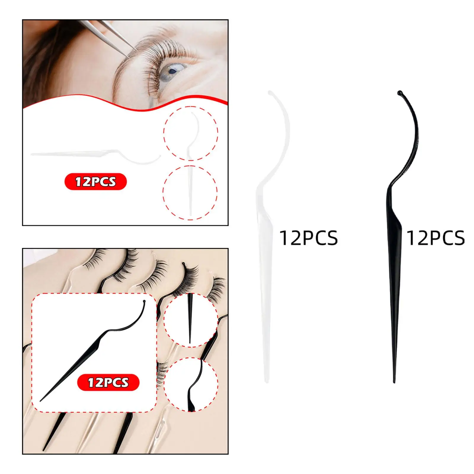 

12Pcs Eyelash Display Sticks Auxiliary Convenient Portable Comfortable Effect Exhibition Lightweight Lash Applicators for DIY