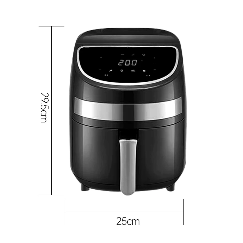 KEMEI Smart Air Fryer, Fritadeira Elétrica Rápida Digital Profunda, Aço Inoxidável, Novo, AF-006A, 4.5L, Livre de Óleo