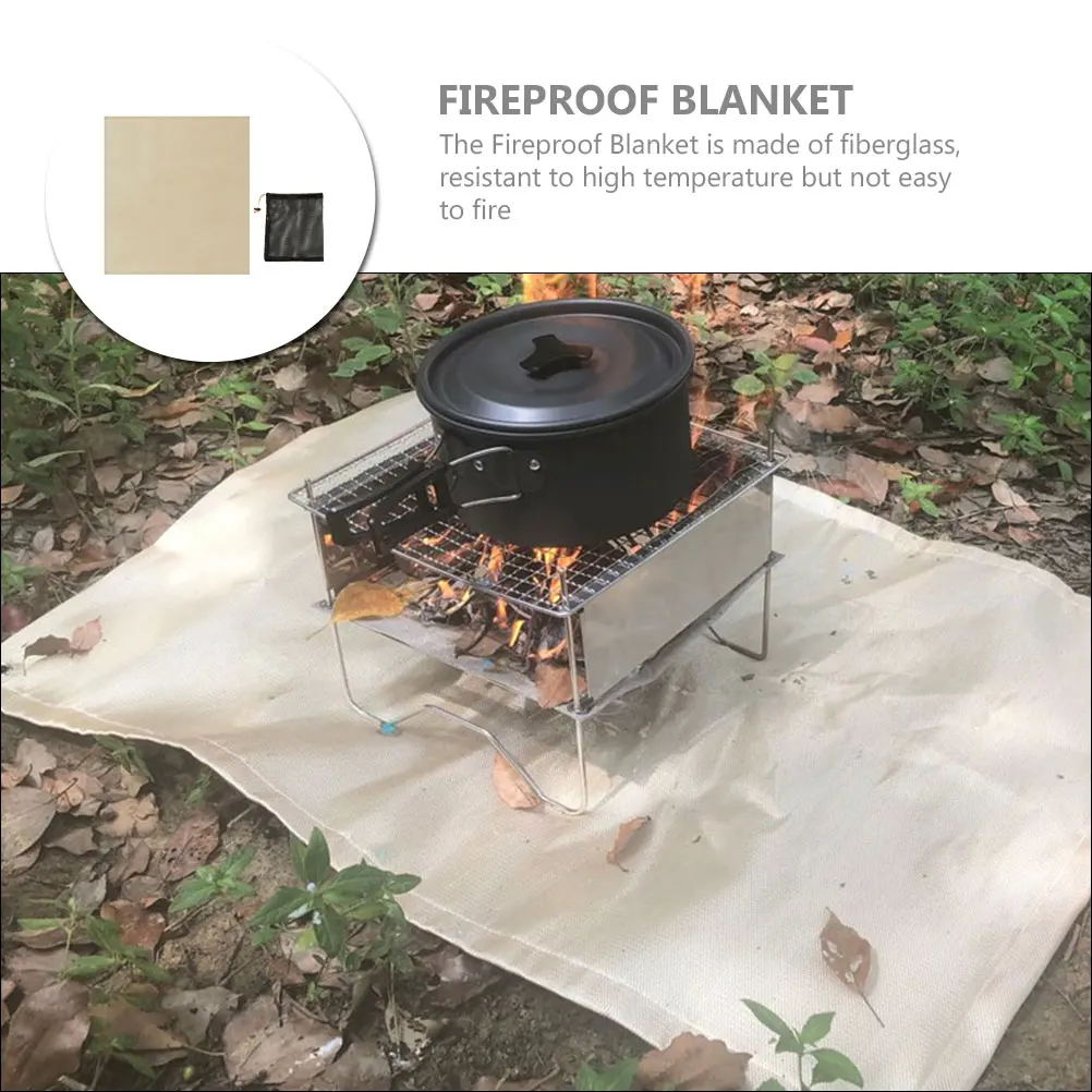 

1 set 1 Set Fireproof Blanket Fiberglass Heat Resistant Mat Outdoor Camping Bbq Fire Pit Thermal Protection Lightweight Portable