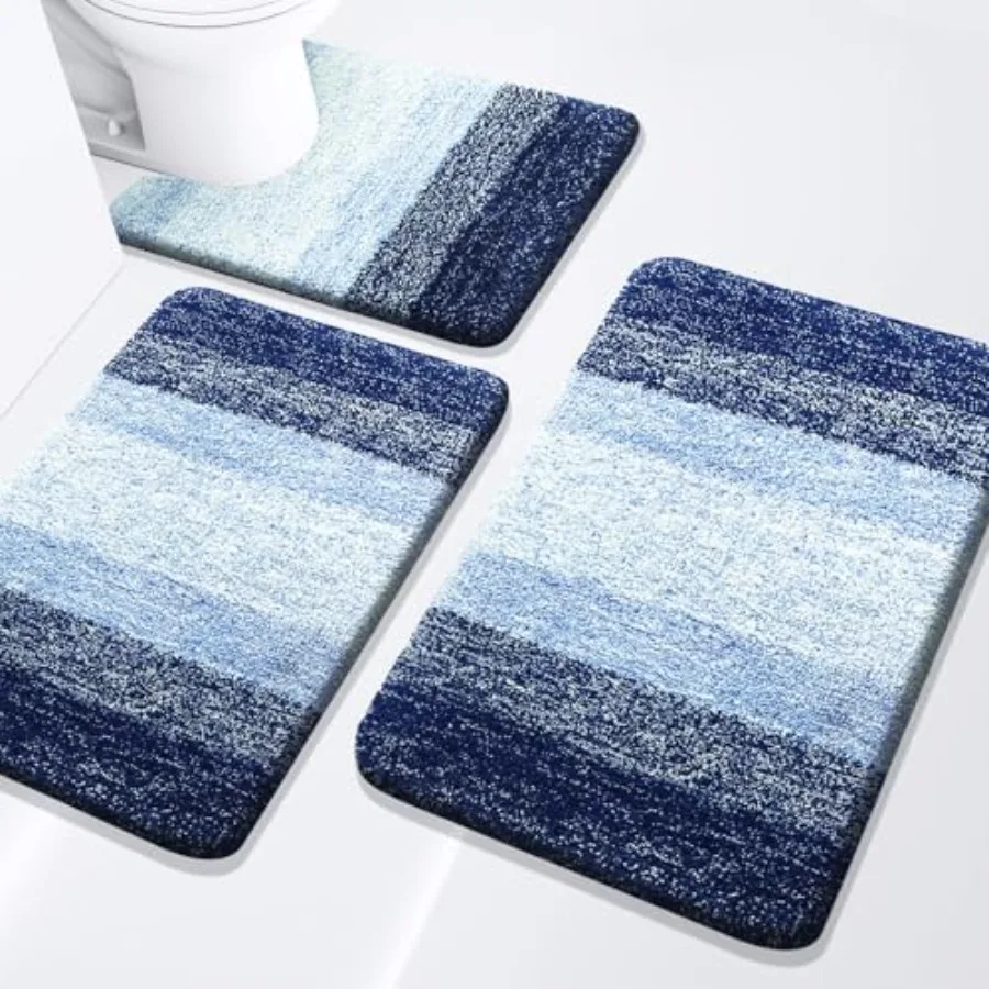 

Bathroom Rugs Set 3 Pcs Extra Soft and Absorbent Bath Rugs Machine Wash Dry Bath Mats for Bathroom Toilet Tub and Shower 24x16