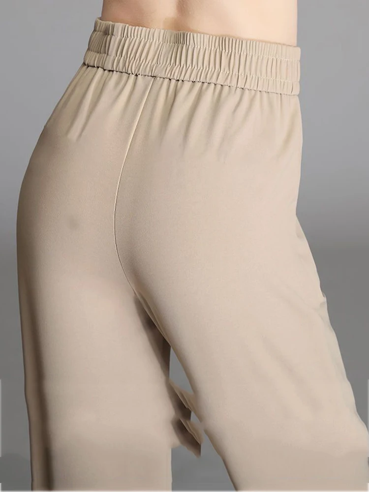 Pantalones bombachos de cintura alta para mujer, pantalón informal, recto, holgado, hasta el tobillo, elegante, primavera y verano