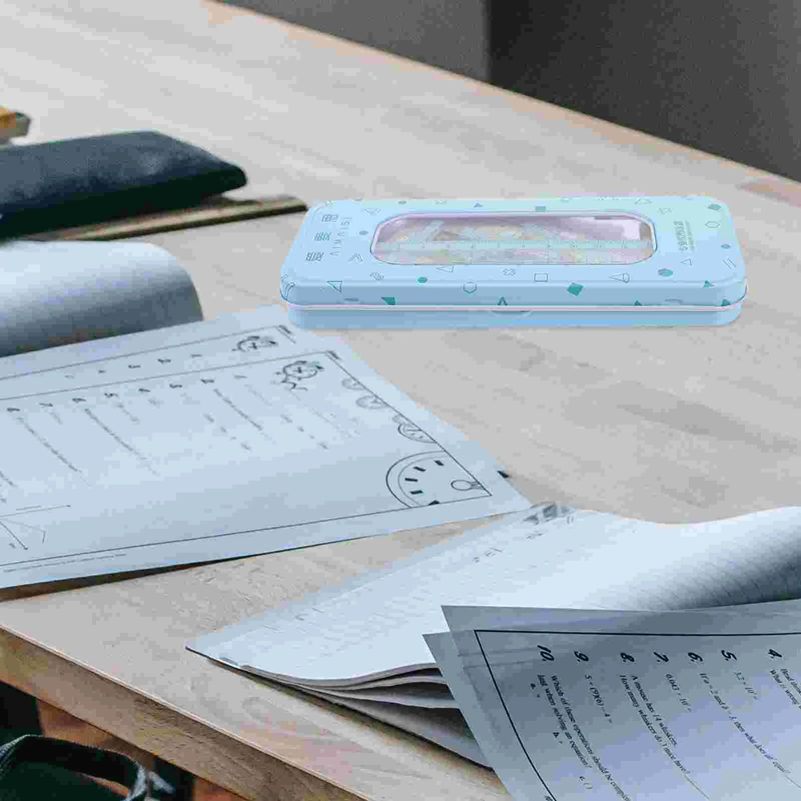 Ruler Set Stationery Kids Drawing Compasses Wrought Iron Triangle Office Protractor for Geometry Child Multi-functional Kit