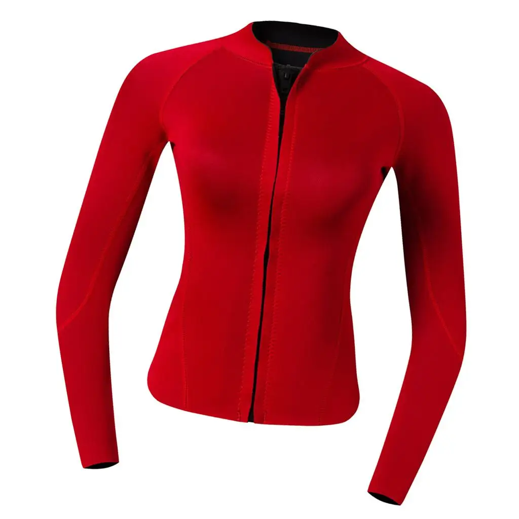 Premium 2mm Neoprene Women Wetsuit Front Zipper for Scuba Diving Swimming Top Red Women Wetsuit