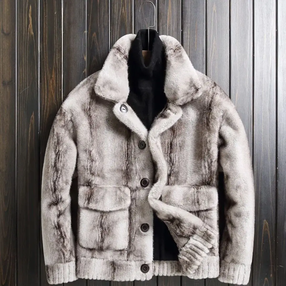 

Winter Men's Faux Fur Jacket High-end Luxurious Clothing Ferret Coats Fur Integration New Warm Short Tops Fashion