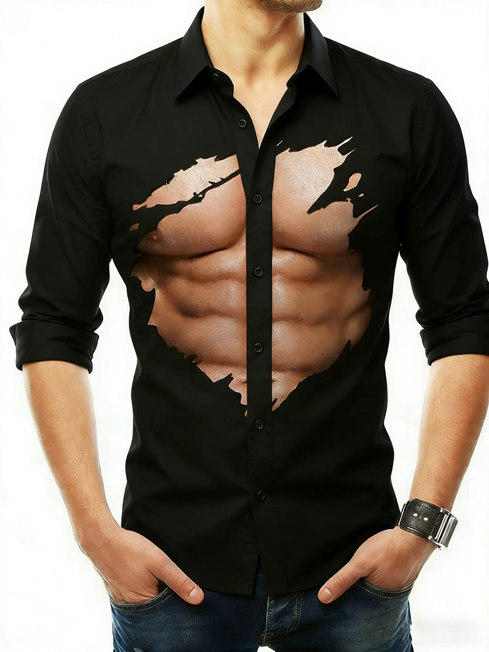 2026 Men's Street Fun Stretch Long Sleeve Shirt HD 3D Printed Shirt Hawaiian Vacation Outdoor Party Designer Men's Clothes