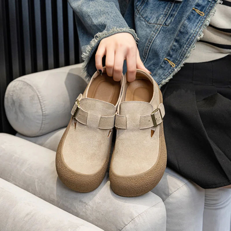 

DIMANYU Women's Flats Genuine Leather 2026 New Spring Slip-On Non-slip Women Shoes Large Size Casual Women's Shoes