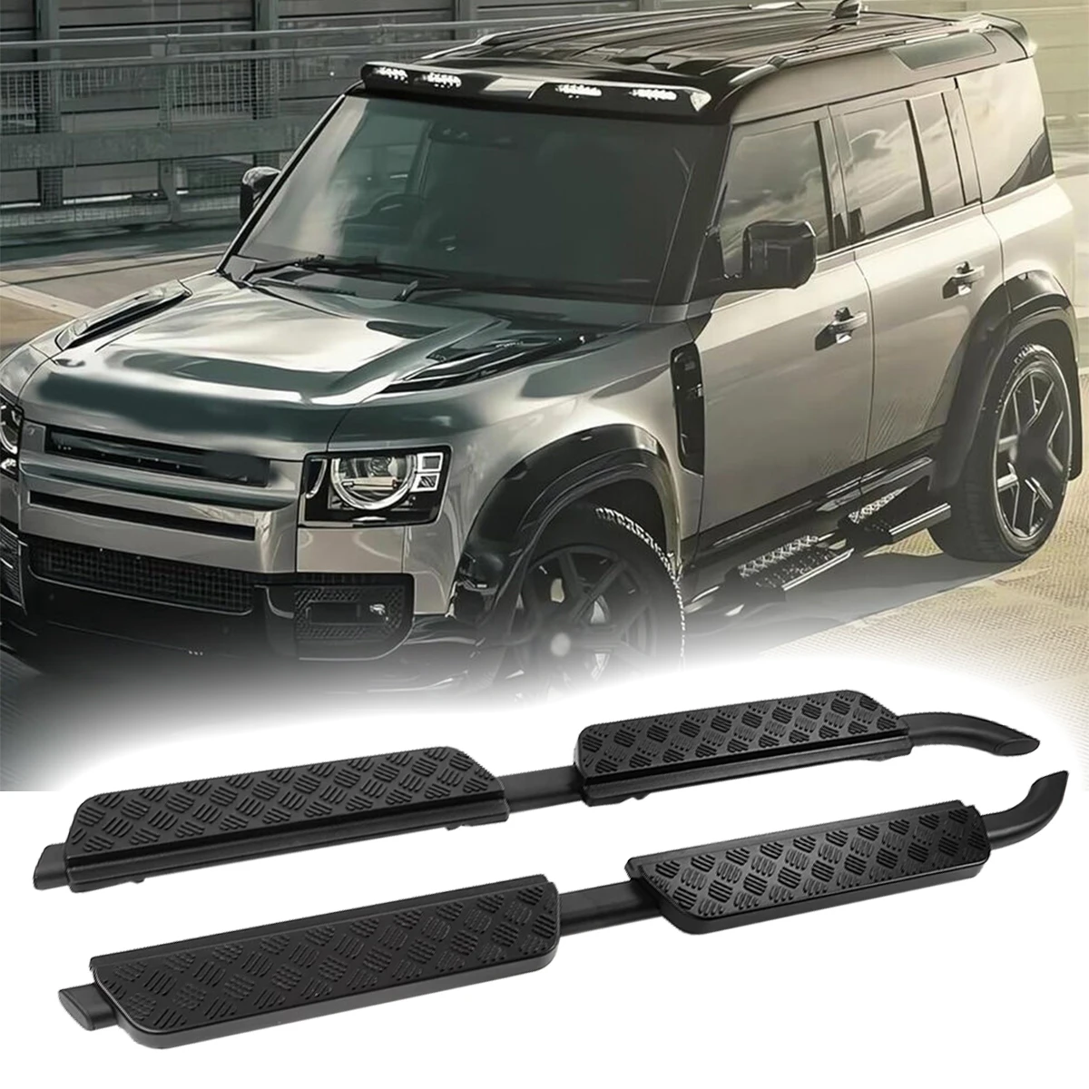 

2pcs Side Step fit for Land Rover Defender 110 130 2020-2024 L663 4door Running Board Pedal Rail Board