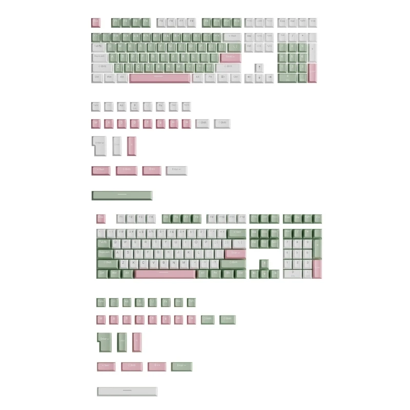 134PCS OEM Height Two Color Injection Green and White PBT Keycaps for Mechanical Keyboard Enthusiasts