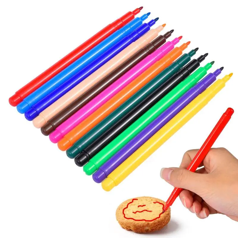 

Food Coloring Pen Food Markers For Sandwiches 12-Color Edible Food Colour Pens Food Coloring Marker Baking Edible Coloring Pens