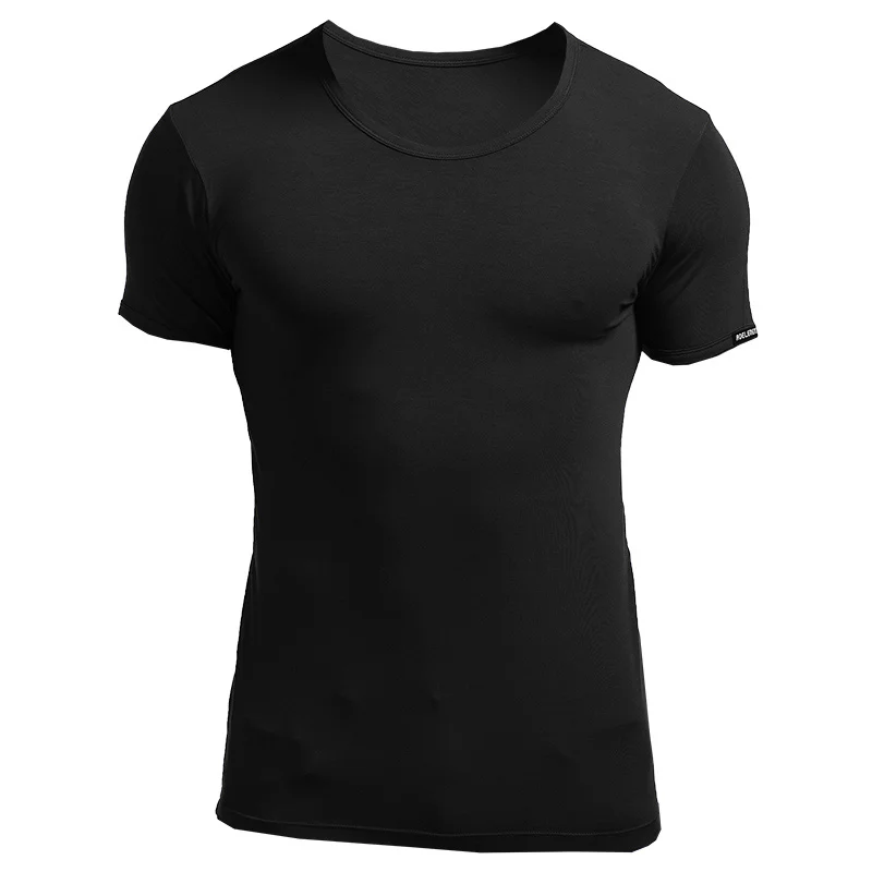 1-teilige Herrenunterwäsche, Sommer-Kurzarm-T-Shirt, dünne, eng anliegende Weste mit Rundhalsausschnitt, Sport