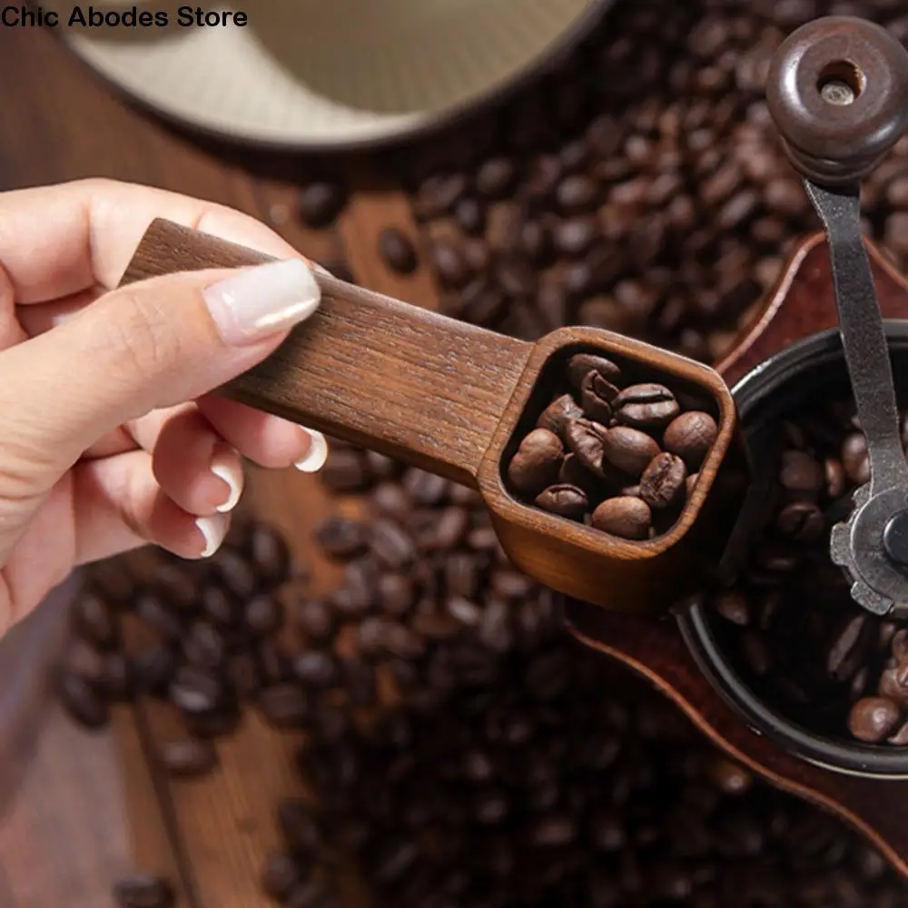 

Walnut Wood Square Coffee Bean Spoon Wear-resistant Smooth Surface Measuring Spoon Retro Shock-proof Tea Sugar Spoon Cafe